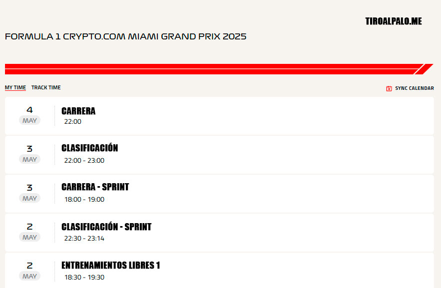 formula1 gran premio miami horarios 2025