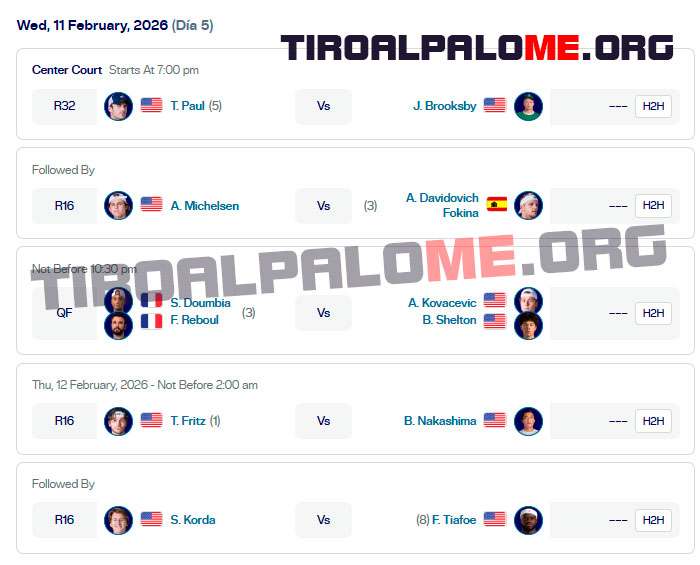 atp dallas ronda2 miercoles11 febrero partidos 2026 tiroalpalo t