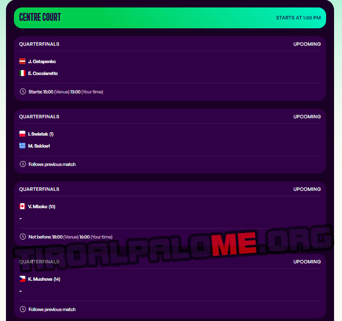 wta doha partidos jueves12 febrero 2026 tiroalpalo t