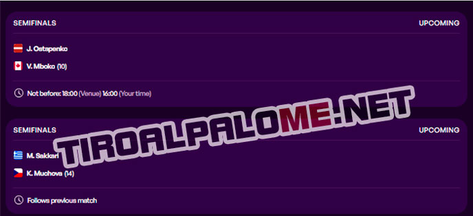 wta doha partidos viernes13 febrero 2026 tiroalpalo