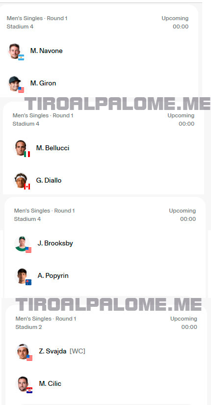 atp partidos ronda1 miercoles4 marzo 2026 tiroalpalo